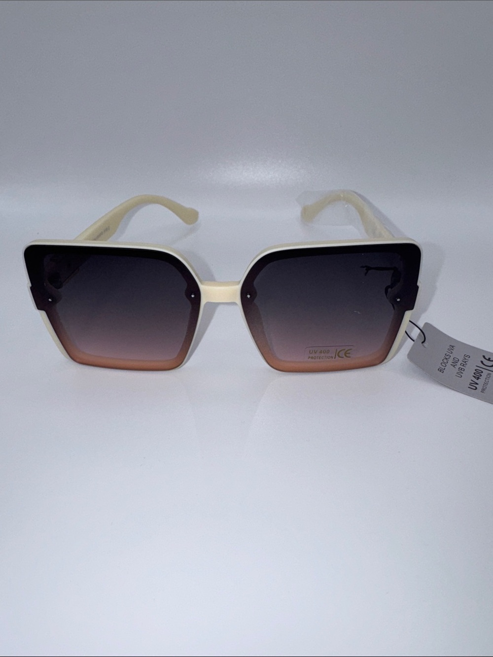 Cream Frame Gradient Brown Lens Women's Sunglasses